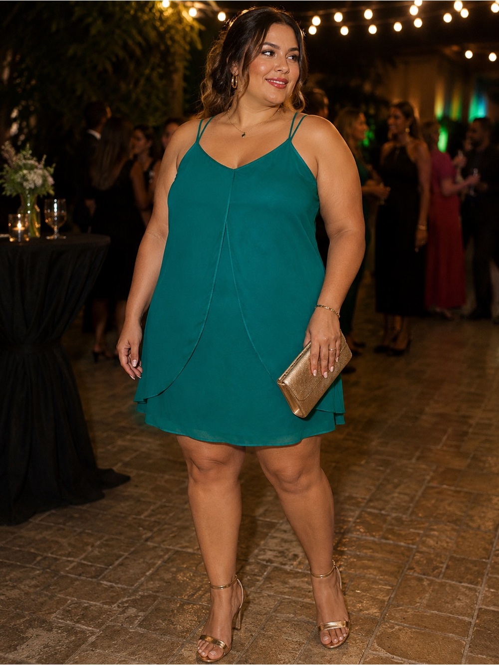 Maurices Teal Layered Spaghetti-Strap Mini Dress